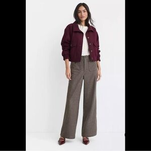 LOFT Brown Wide Leg Wool Blend High rise  Pants Sz 10